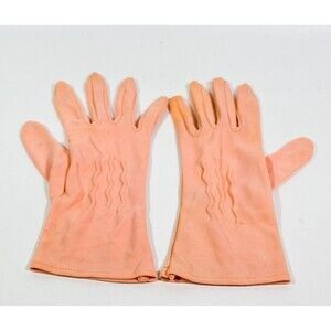 Vintage Light Pink Nylon Ladies Formal Gloves Small 9" Length 3" width